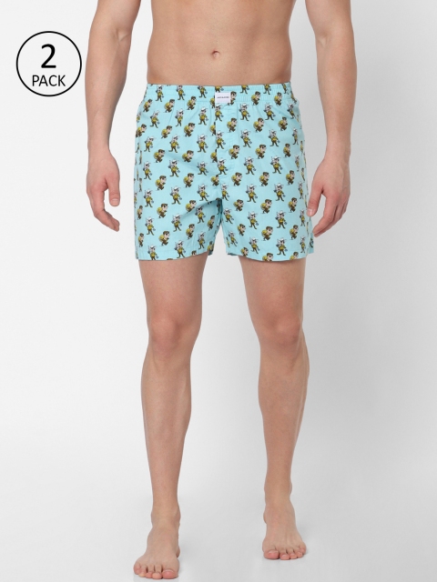 

Jack & Jones Men Blue & Green Printed Pure Cotton Boxers