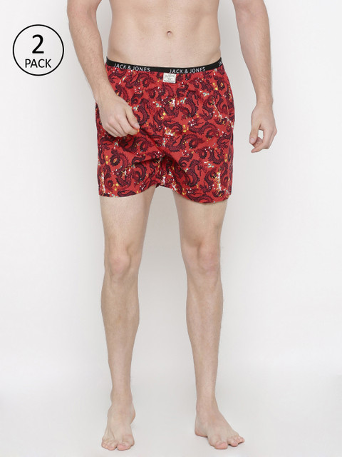 

Jack & Jones Pack Of 2 Red Printed Boxers 2257264-2