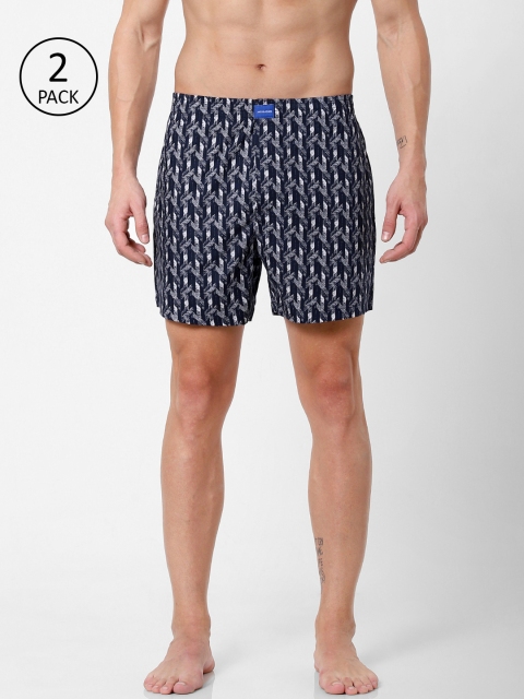 

Jack & Jones Men Pack OF 2 Navy Blue & White Printed Boxers 11264366
