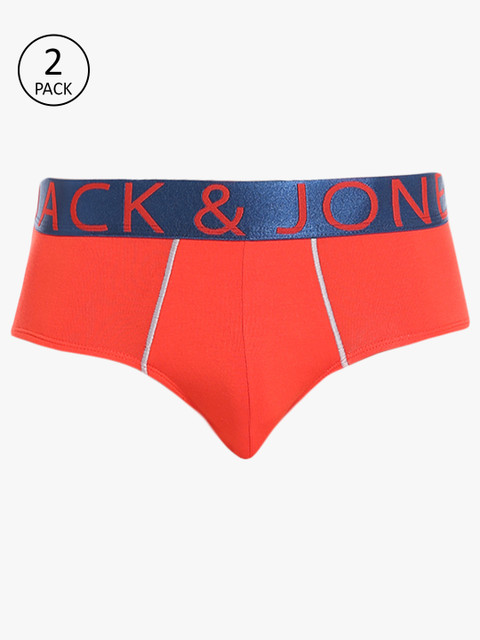 

Jack & Jones Men Pack of 2 Orange Solid Briefs 7678470