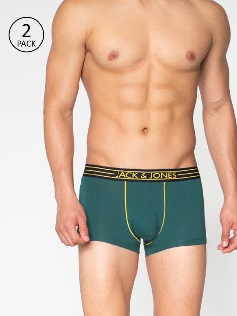 

Jack & Jones Men Teal Green Solid Trunks