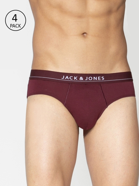 

Jack & Jones Men Pack of 4 Solid Briefs 8874117-2, Grey