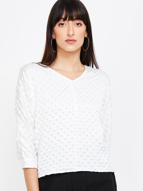 

Bossini Women Off-White Self Design Top