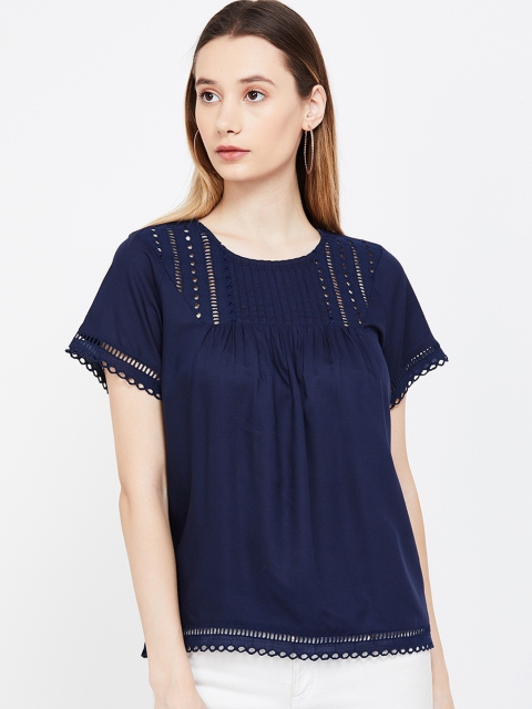 

Fame Forever by Lifestyle Women Navy Blue Self Design A-Line Top