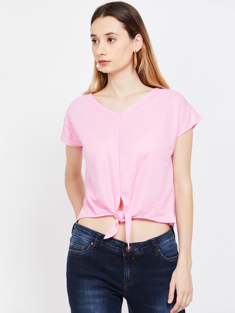 

Fame Forever by Lifestyle Women Pink Solid Crop Top