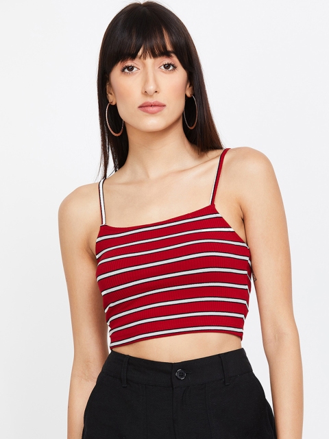 

Ginger by Lifestyle Women Red & White Striped Bralette Top