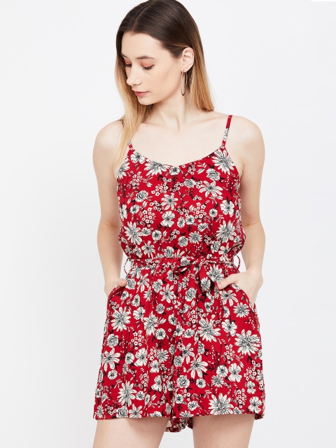 

Ginger by Lifestyle Women Red & White Floral Print Playsuit