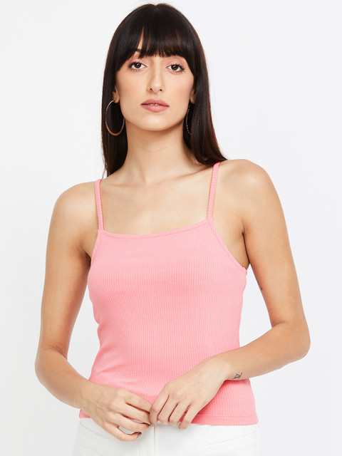 

Ginger by Lifestyle Women Pink Solid Fitted Top