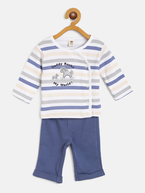 

TOFFY HOUSE Boys Blue & White Striped Jhabla with Trousers