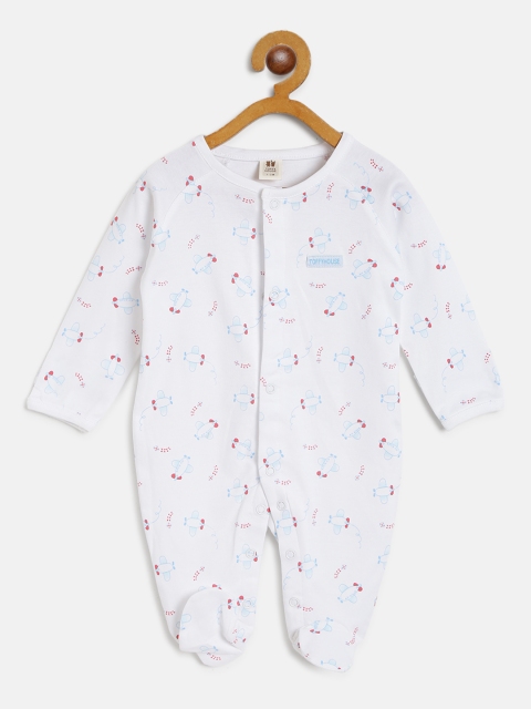 

TOFFY HOUSE Boys White Printed Sleepsuit