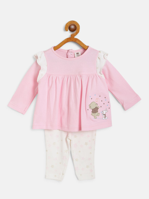 

TOFFY HOUSE Girls Pink & White Solid Top with Pyjamas