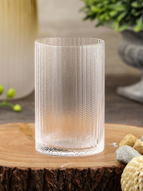 

Pure Home and Living Set Of 6 Transparent Textured Glass Tumblers