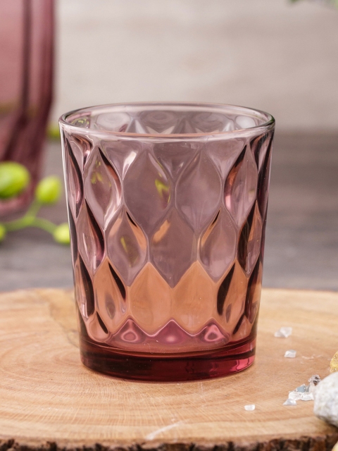 

Pure Home and Living Set Of 6 Pink Textured Glass Spring Tumblers