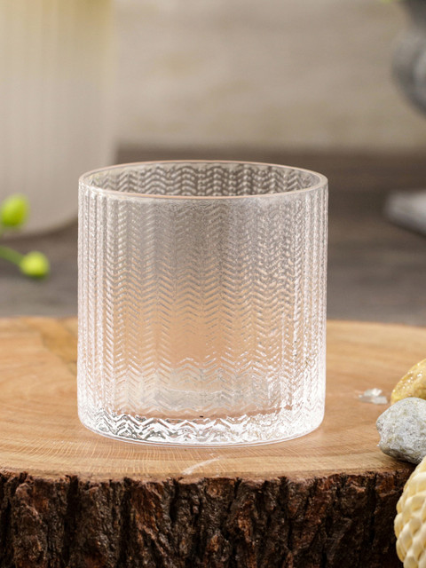 

Pure Home and Living Set Of 6 Transparent Textured Small Glass Tumblers