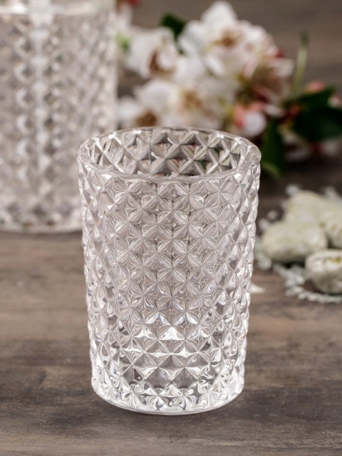 

Pure Home and Living Set Of 2 Transparent Diamond Cut Toothbrush Holders