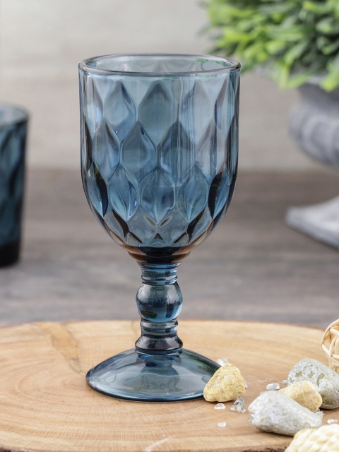 

Pure Home and Living Set Of 6 Blue Textured Glass Goblets