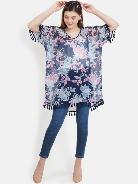 

Aditi Wasan Women Blue Printed A-Line Top