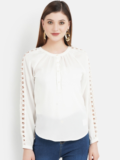 

Aditi Wasan Women White Self Design Shirt Style Top