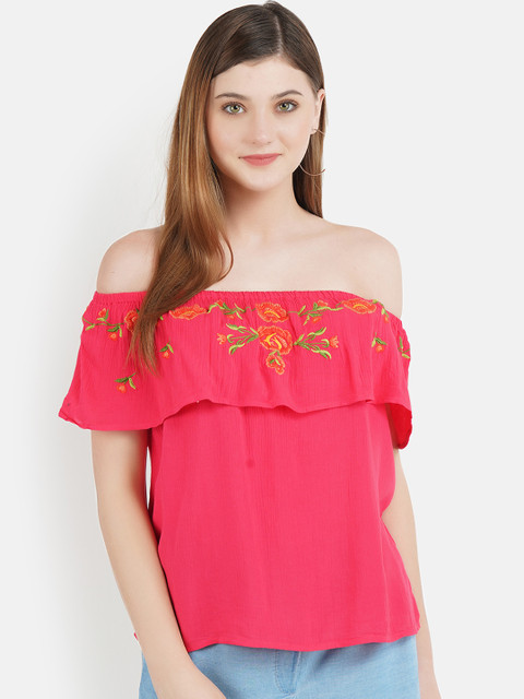 

Aditi Wasan Women Pink Printed Bardot Top