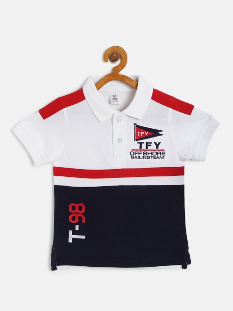

TOFFY HOUSE Boys White Colourblocked Polo Collar T-shirt