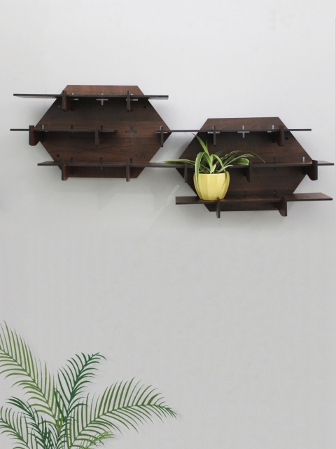 

RANDOM Brown Set of 2 MDF Basic Wall Shelf