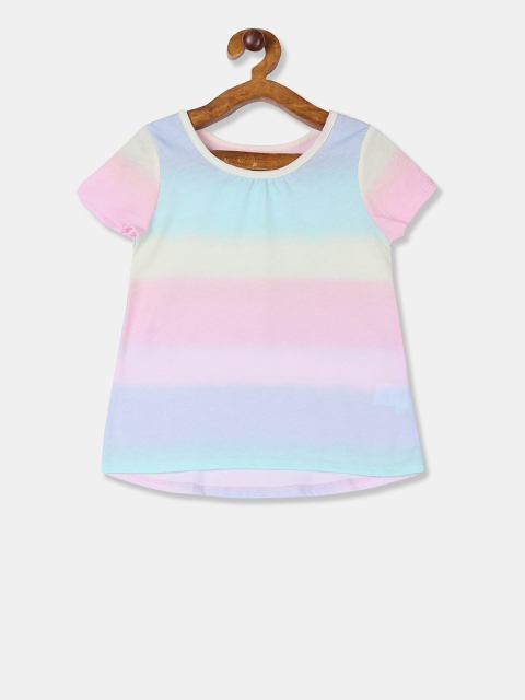 

The Childrens Place Girls Multicoloured Striped Round Neck T-shirt, Multi
