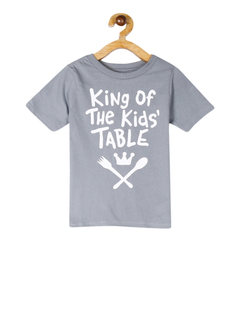 

The Childrens Place Boys Grey Melange Printed Round Neck Pure Cotton T-shirt