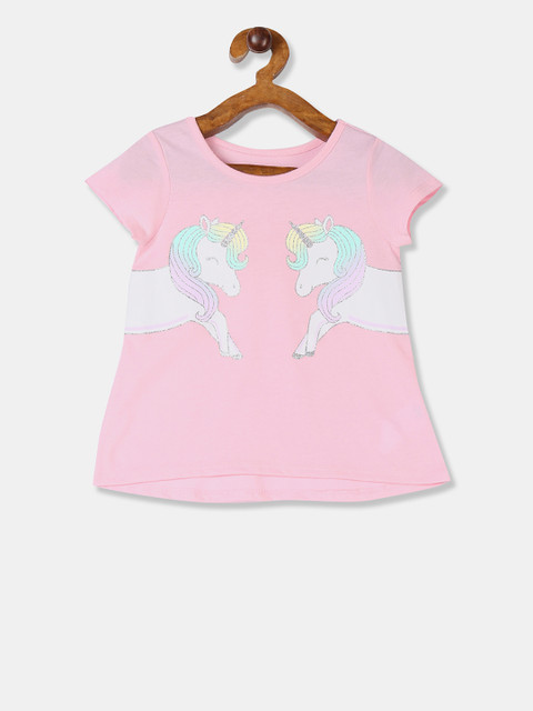 

The Childrens Place Girls Pink Printed Round Neck T-shirt