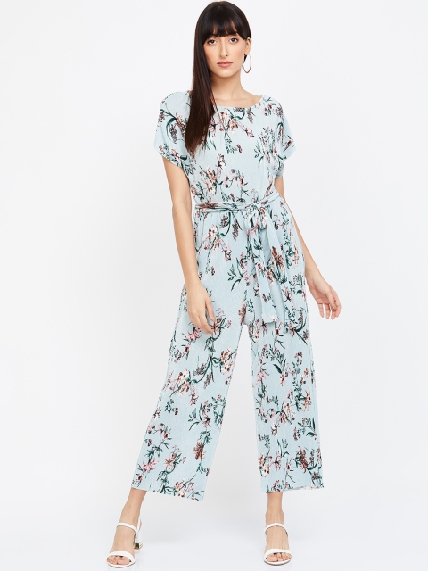 

CODE by Lifestyle Women Turquoise Blue Floral Printed Culotte Jumpsuit