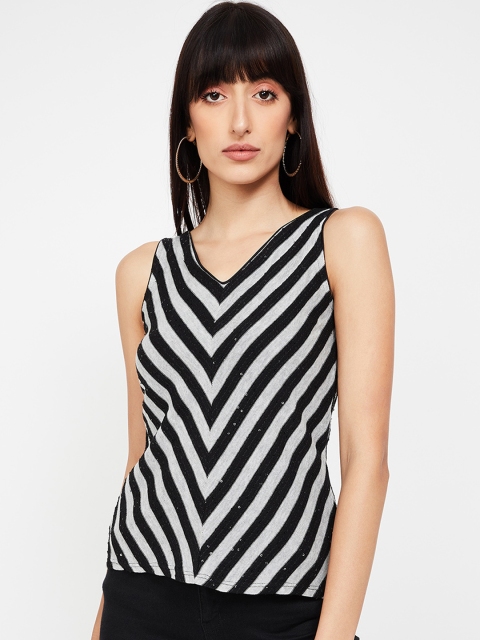 

CODE by Lifestyle Women Black & Grey Striped Top