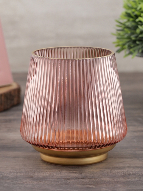 

Pure Home and Living Metallic Pink & Gold-Toned Textured Glass Flower Vase