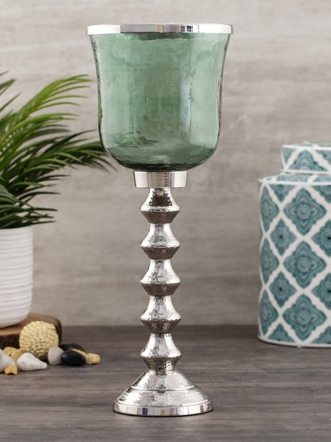 

Pure Home and Living Green & Silver-Toned Hurricane Candle Holder