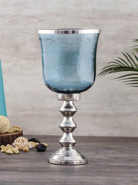 

Pure Home and Living Blue & Silver-Toned Candle Holder