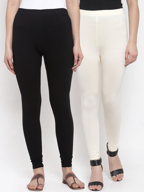 

TAG 7 Women Pack of 2 Solid Ankle-Length Leggings, Black
