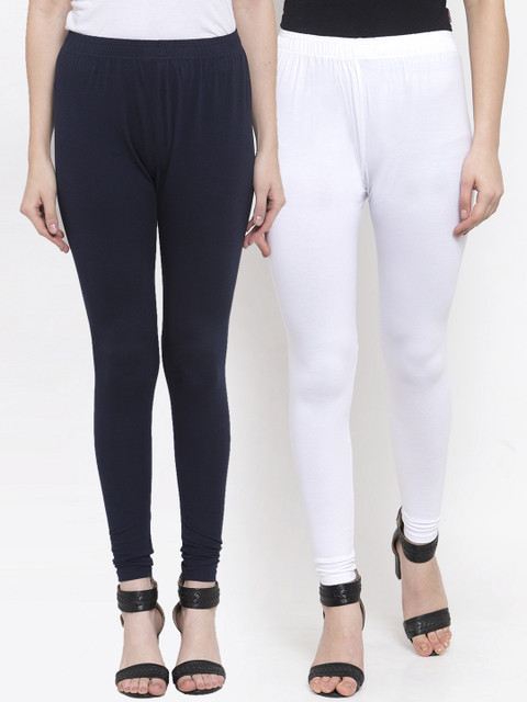 

TAG 7 Women Pack Of 2 Solid Churidar-Length Leggings, White