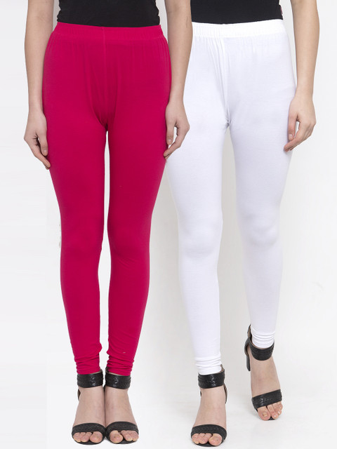 

TAG 7 Women Pack Of 2 Solid Churidar-Length Leggings, White