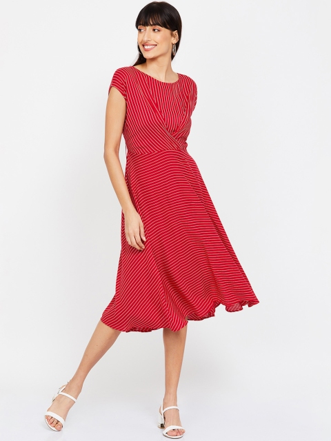 

CODE by Lifestyle Women Red Striped Fit and Flare Dress