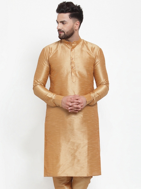 

Jompers Men Gold-Toned Solid Straight Kurta