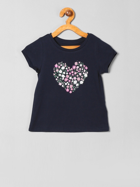 

GAP Boys Navy Blue Floral Print Round Neck T-shirt