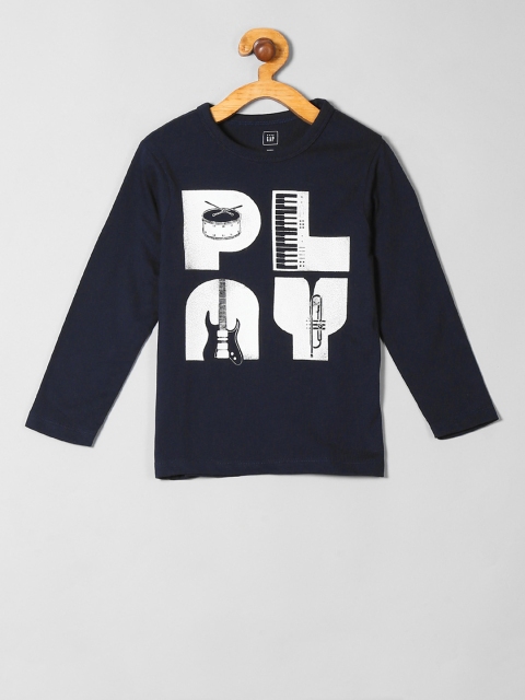 

GAP Boys Navy Blue Printed Round Neck T-shirt