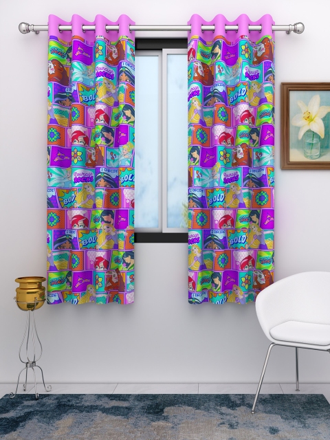 

Athom Trendz Multicoloured Set of 2 Disney Princess Kids Window Curtain, Multi