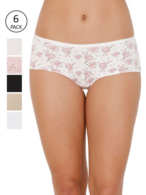 

every de by amante Women Pack of 6 Low-Rise Hipster Briefs 11180414-1-11010902, Multi