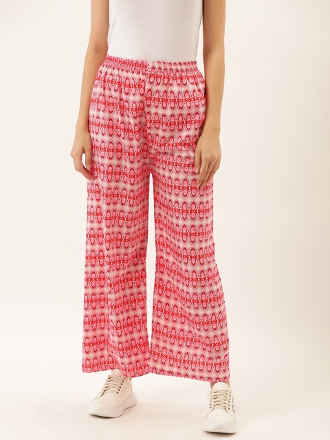 

Darzi Women Pink & White Striped Wide Leg Palazzos