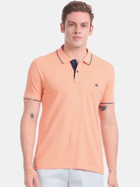 

Aeropostale Men Orange Solid Polo Collar Pure Cotton T-shirt