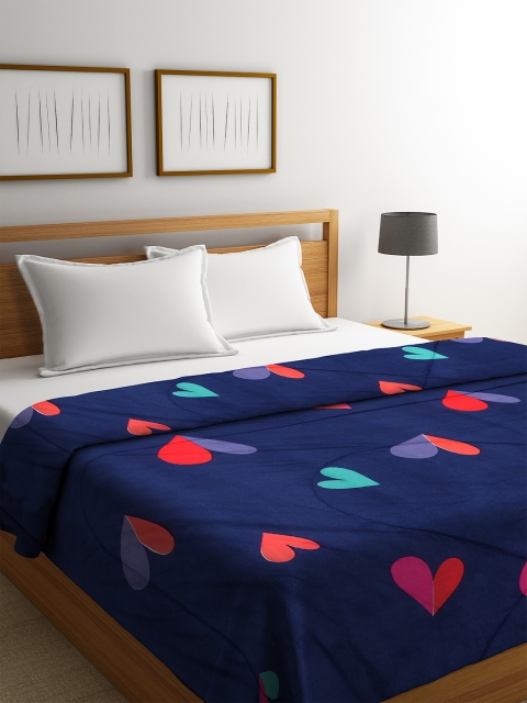 

DREAM WEAVERZ Navy Blue Abstract AC Room 120 GSM Reversible Double Bed Comforter