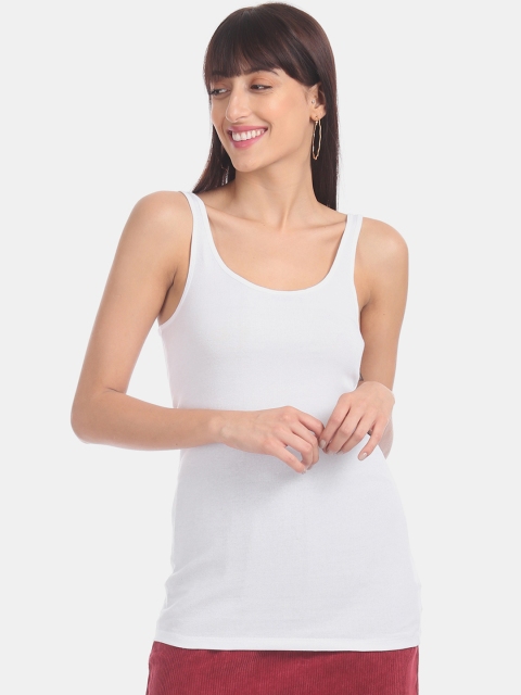

GAP Women White Solid Tank Top