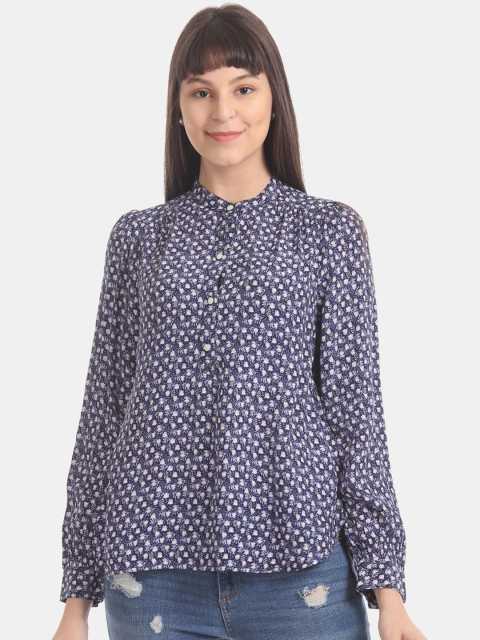 

GAP Women Blue Floral Printed Top