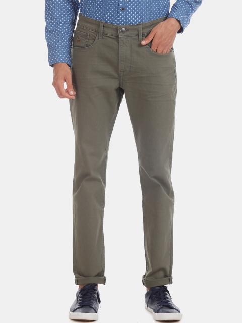 

U.S. Polo Assn. Men Green Tapered Fit Mid-Rise Clean Look Stretchable Jeans
