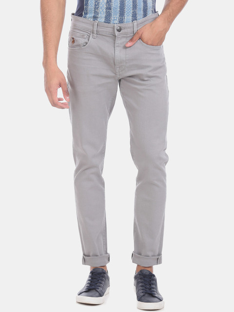 

U.S. Polo Assn. Men Grey Tapered Fit Mid-Rise Clean Look Stretchable Jeans