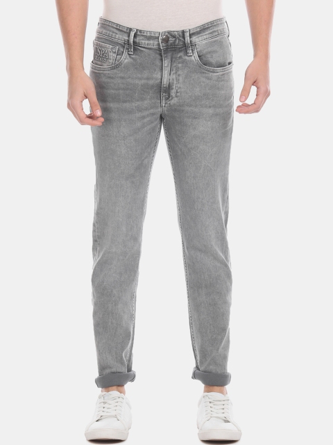 

U.S. Polo Assn. Men Grey Skinny Fit Mid-Rise Clean Look Faded Stretchable Jeans